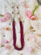 Pearl Beads Long Necklace Set