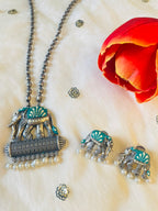 Hand Painted Oxidized Necklace Set