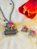 Hand Painted Oxidized Necklace Set
