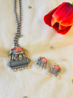 Hand Painted Oxidized Necklace Set