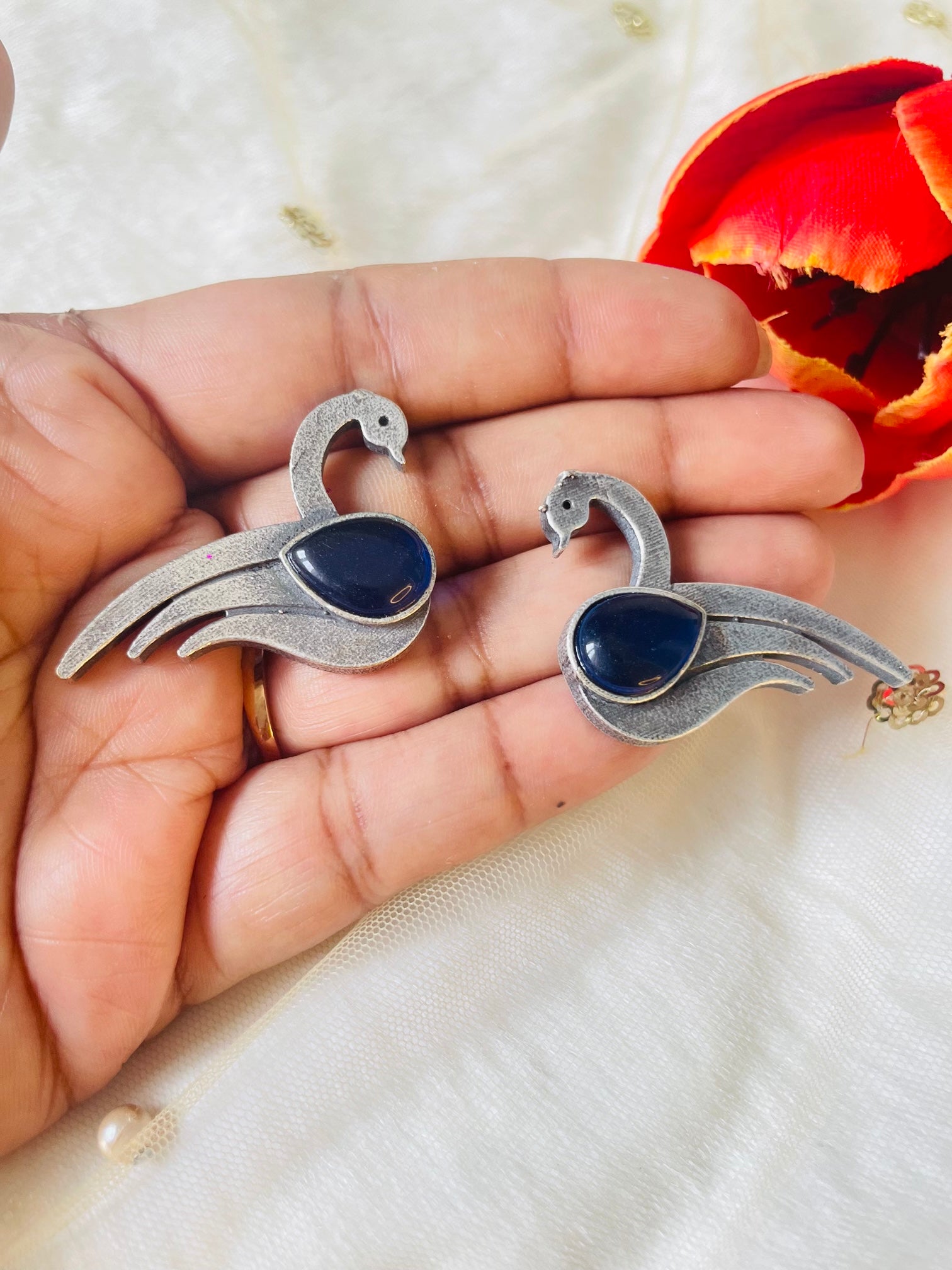Silver Oxidized Earring