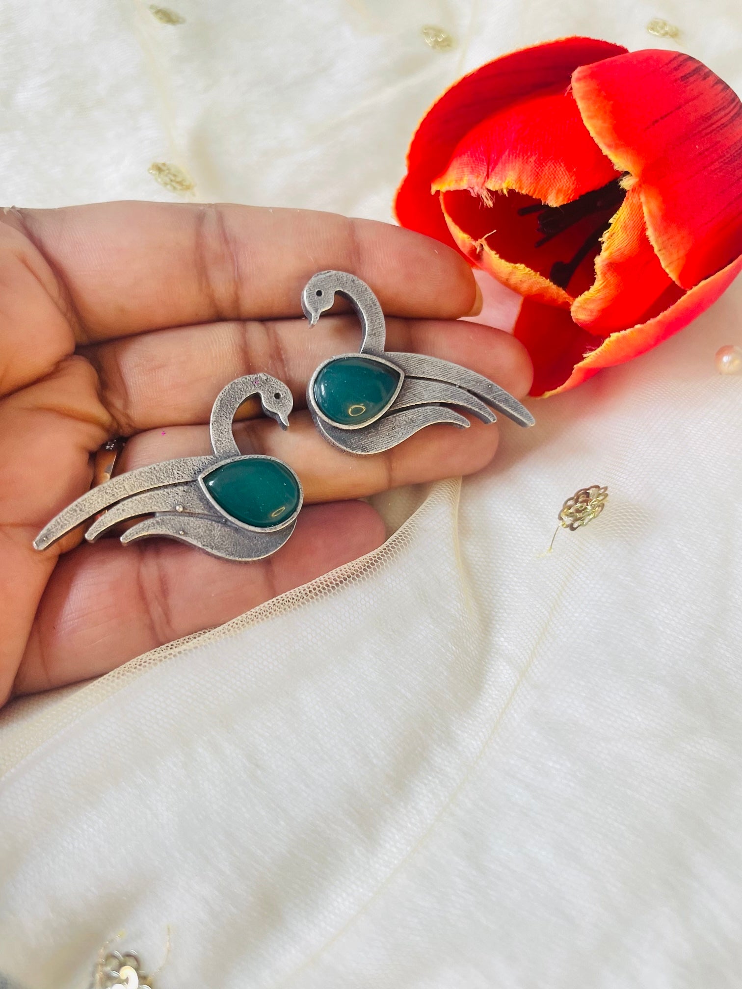 Silver Oxidized Earring