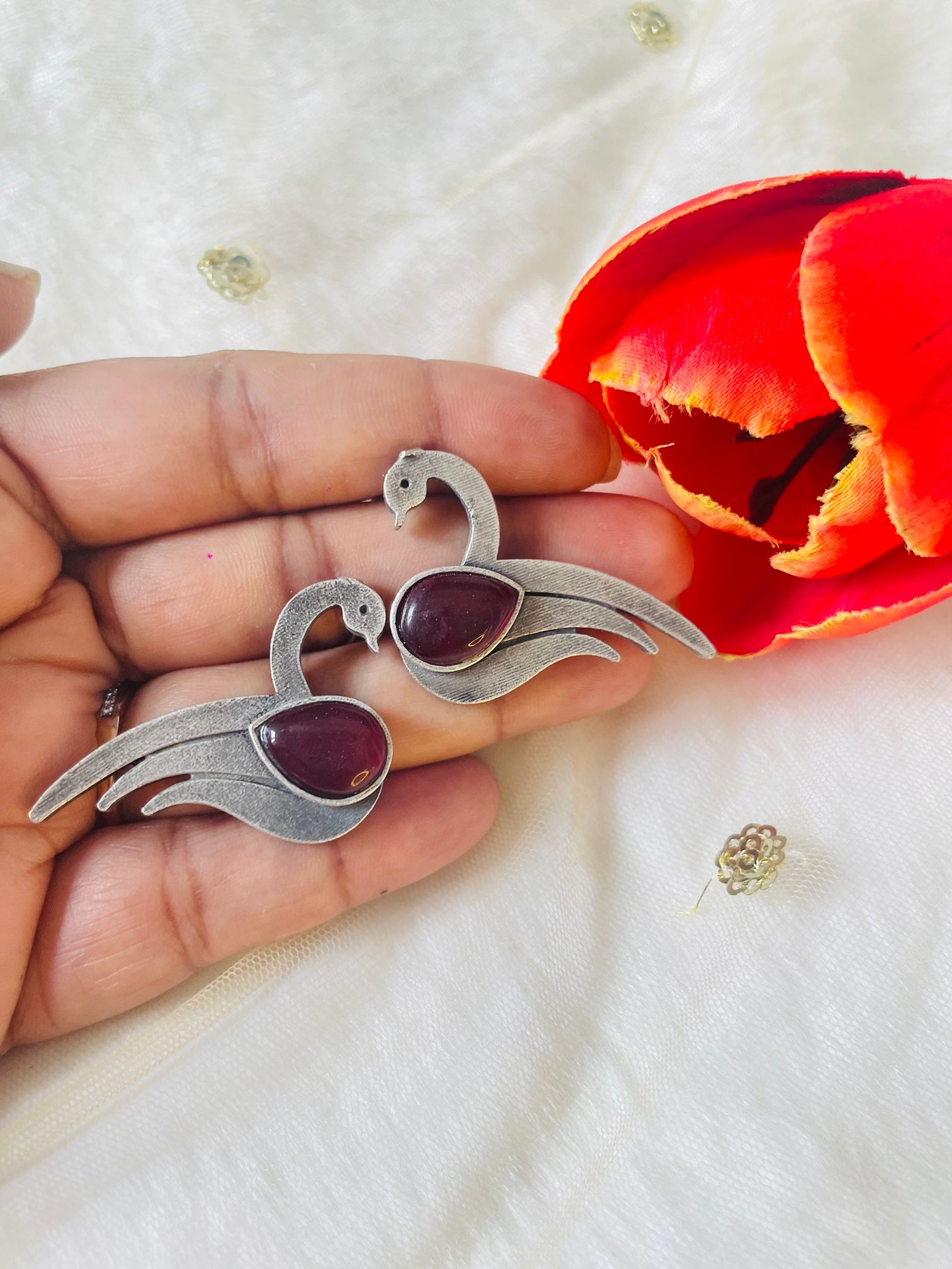 Silver Oxidized Earring