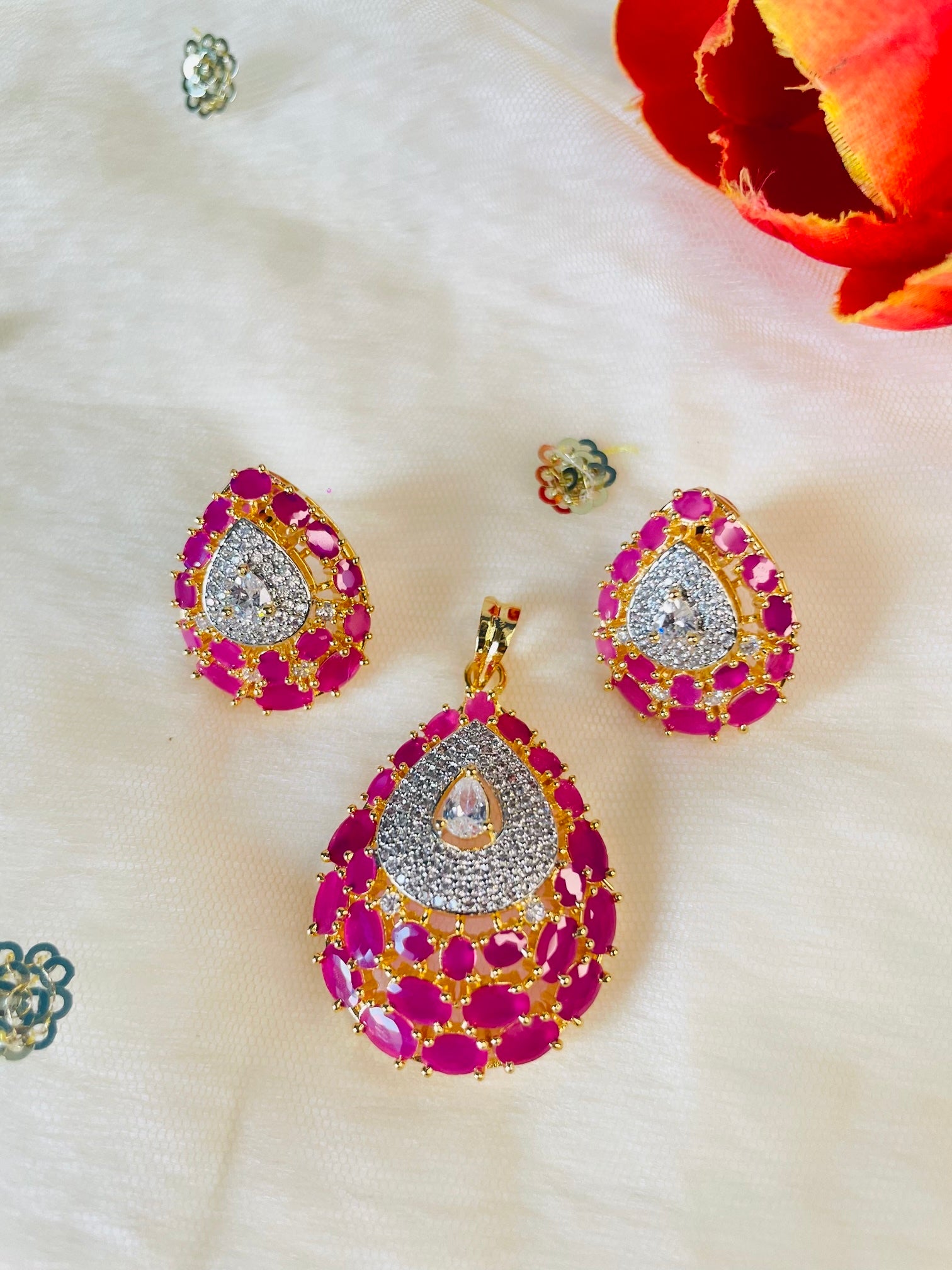 Classic Ruby AD Pendant Set