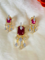 Stylish Ruby AD Pendant Set