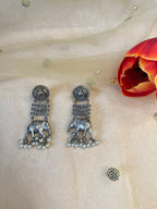 Silver Oxidized Elephant Big Earring