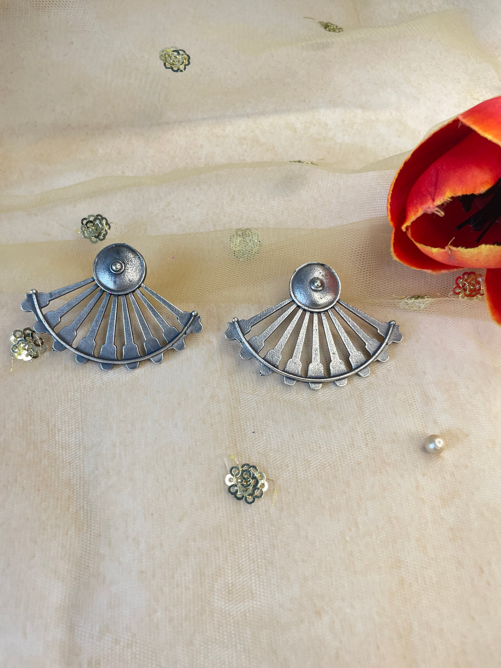 Silver Oxidized Stud Earring