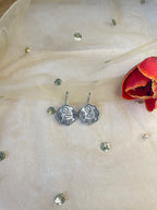 Silver Oxidized Coin Earring