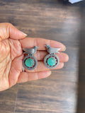 Silver Oxidized Bird Stone Earring