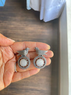 Silver Oxidized Bird Stone Earring
