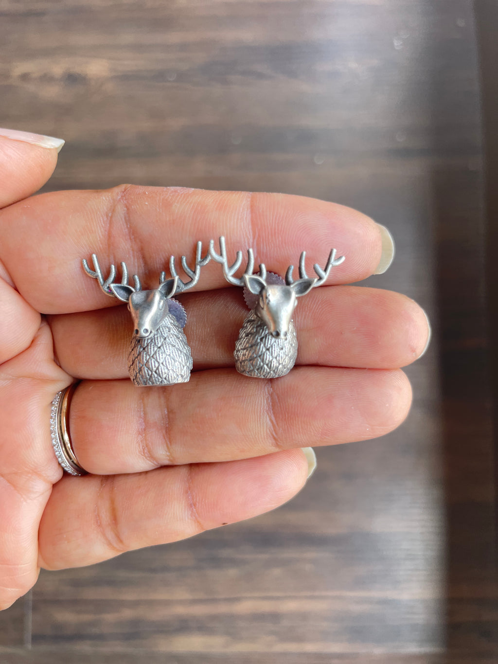 Silver Oxidized Deer Stud