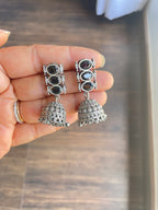 Silver Oxidized Black Drop Jhumka