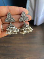Silver Oxidized Pearl Jhumka