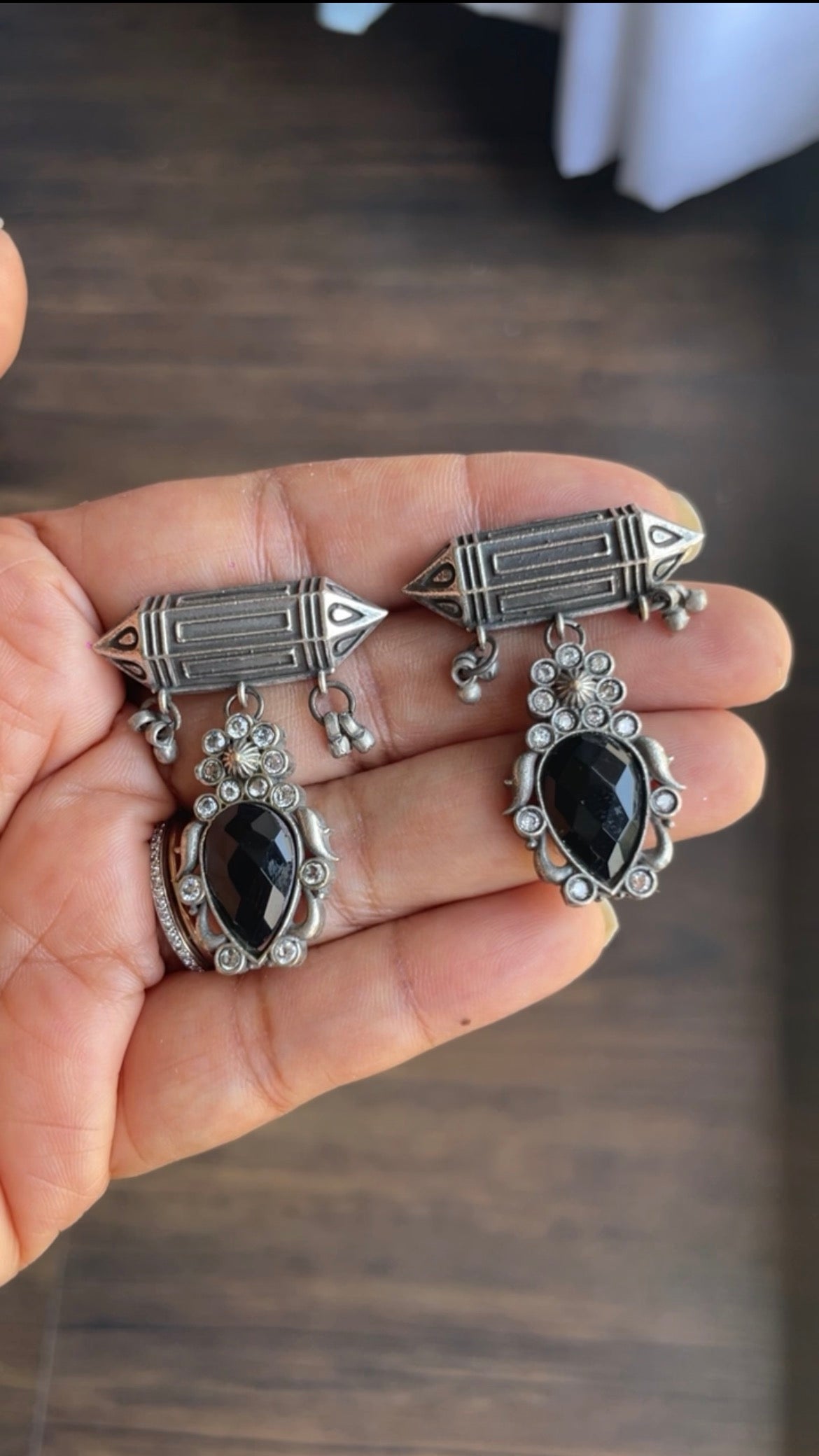 Silver Oxidized Black Drops